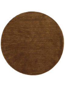  베틀 - 갈색 러그 Ø 200 모던 원형 다크 브라운/화이트/크림 (울, 인도)