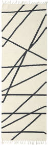  Cross Lines - 황백색/검정색 러그 80X250 정품
 모던 수제 복도용 러너
 베이지/다크 그레이 (울, 인도)